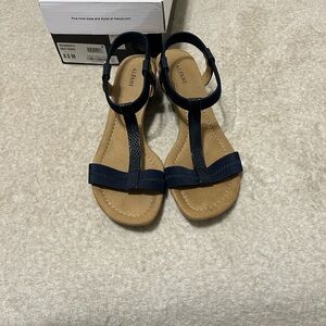 Alfani Navy Snake Accent Wedge Sandals - Women’s Size 8.5M